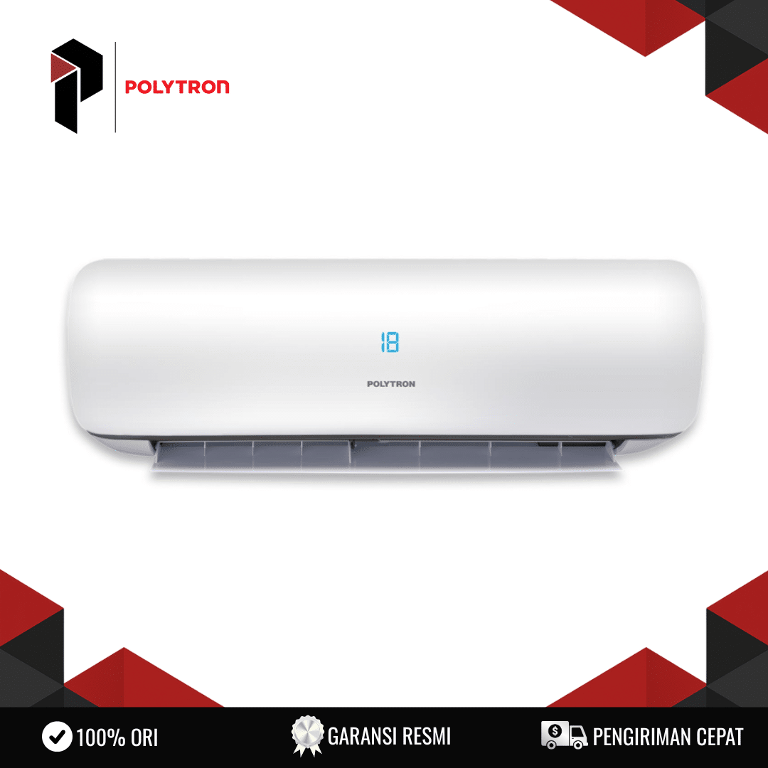 AC POLYTRON PAC 09VZ FR 1 (1) POLYTRON AC Split 1 PK PAC 09VZ (Even Airflow, Quiet Motor) 9.000 BTU/h 820W R32 Eco Friendly Turbo Mode Sleep Mode Timer Auto Restart Remote Control Infrared (IR) Garansi Resmi Compressor 5 tahun Sparepart 3 tahun - Image 1