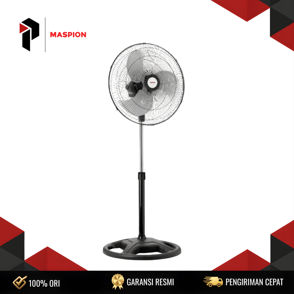 POWERFAN MASPION PW-502 S POWERFAN MASPION PW-502S (Industrial Airflow, Heavy Duty Motor) 220W 3 Speed Stand Industrial Fan Metal Frame Height Adjustable Tilt Adjustable Grill Safety Garansi Resmi - Image 1